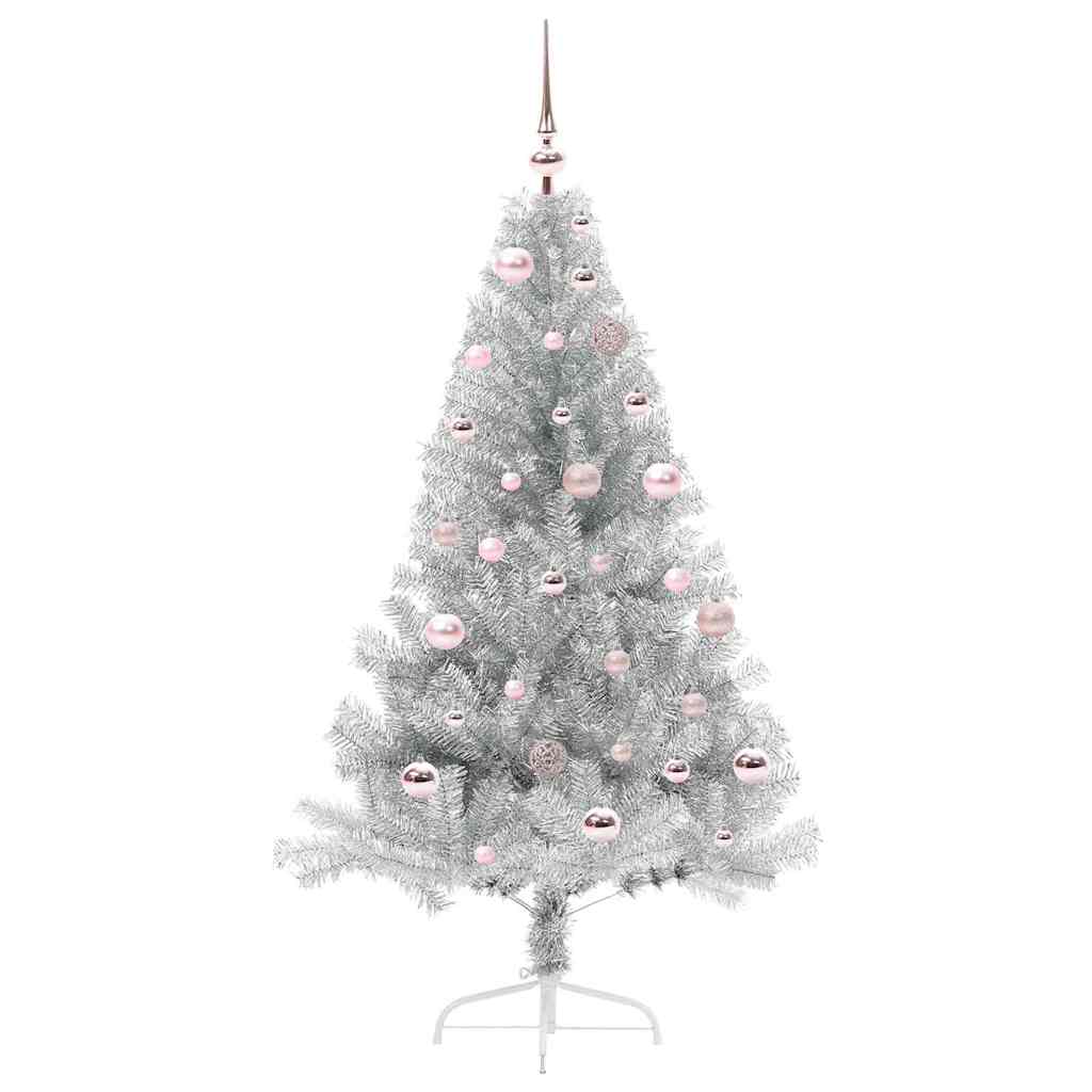 Artificial Pre-lit Christmas Tree Silver 150 cm PET