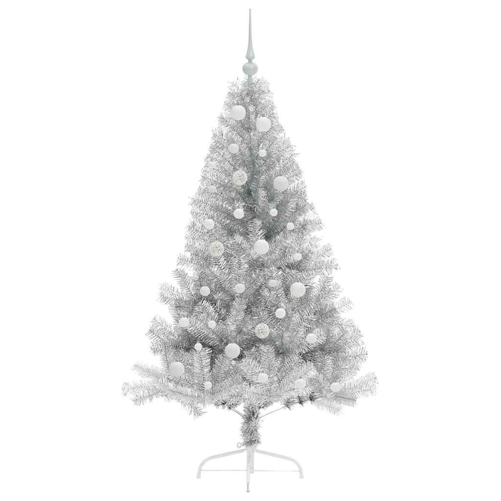 Artificial Pre-lit Christmas Tree Silver 150 cm PET