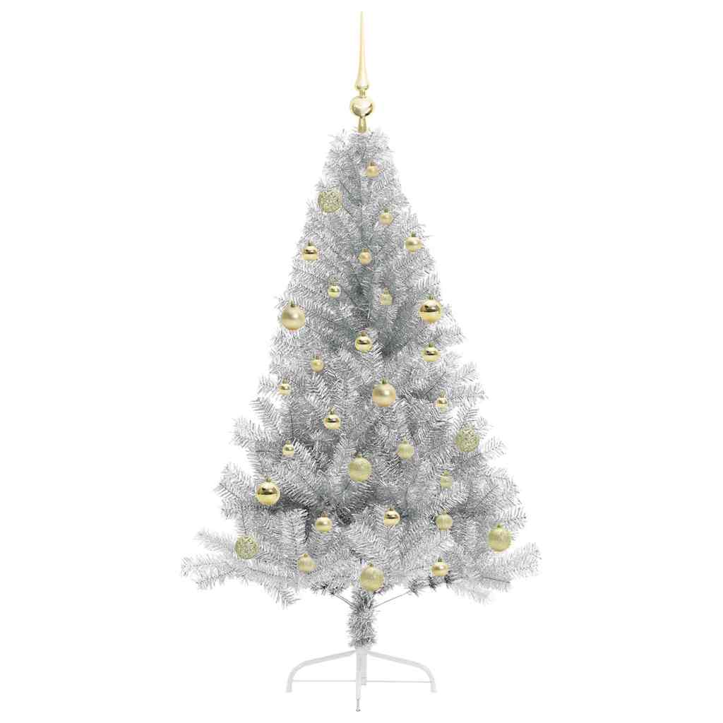 Artificial Pre-lit Christmas Tree Silver 150 cm PET