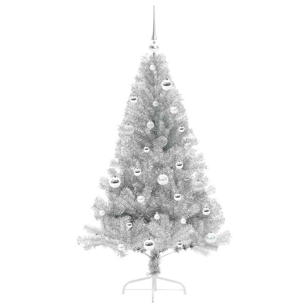Artificial Pre-lit Christmas Tree Silver 150 cm PET