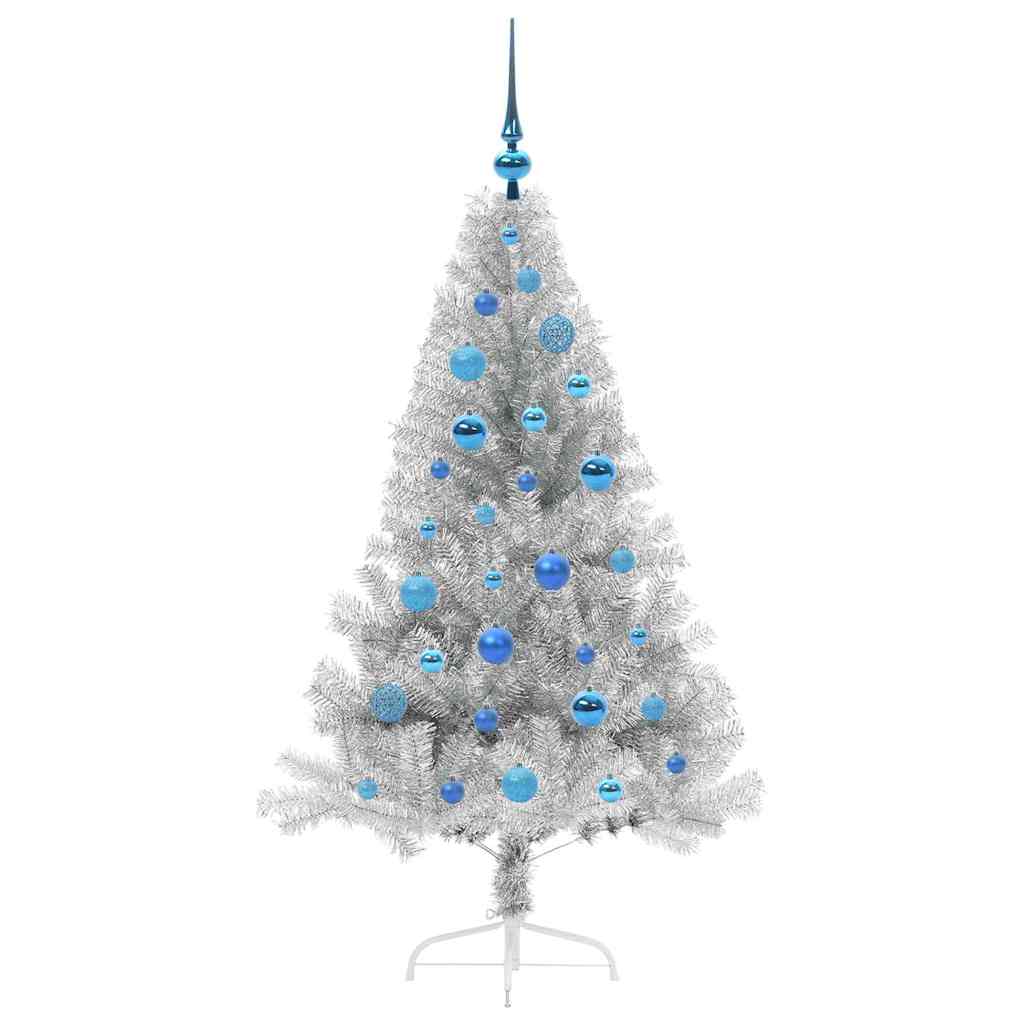 Artificial Pre-lit Christmas Tree Silver 150 cm PET