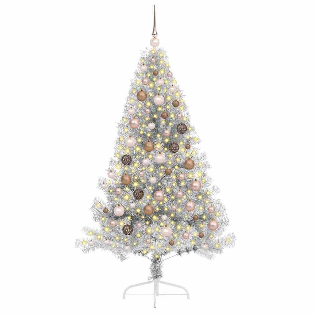 Artificial Pre-lit Christmas Tree Silver 180 cm PET
