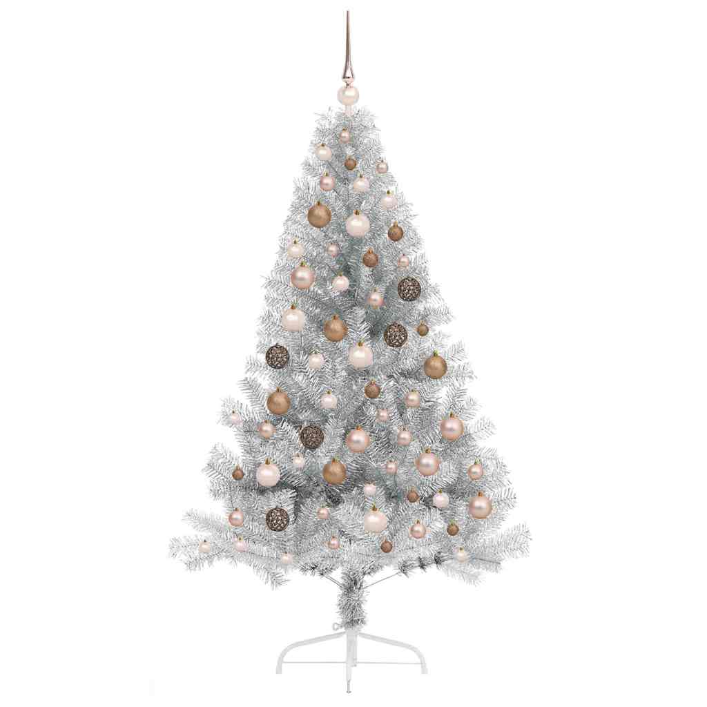 Artificial Pre-lit Christmas Tree Silver 180 cm PET