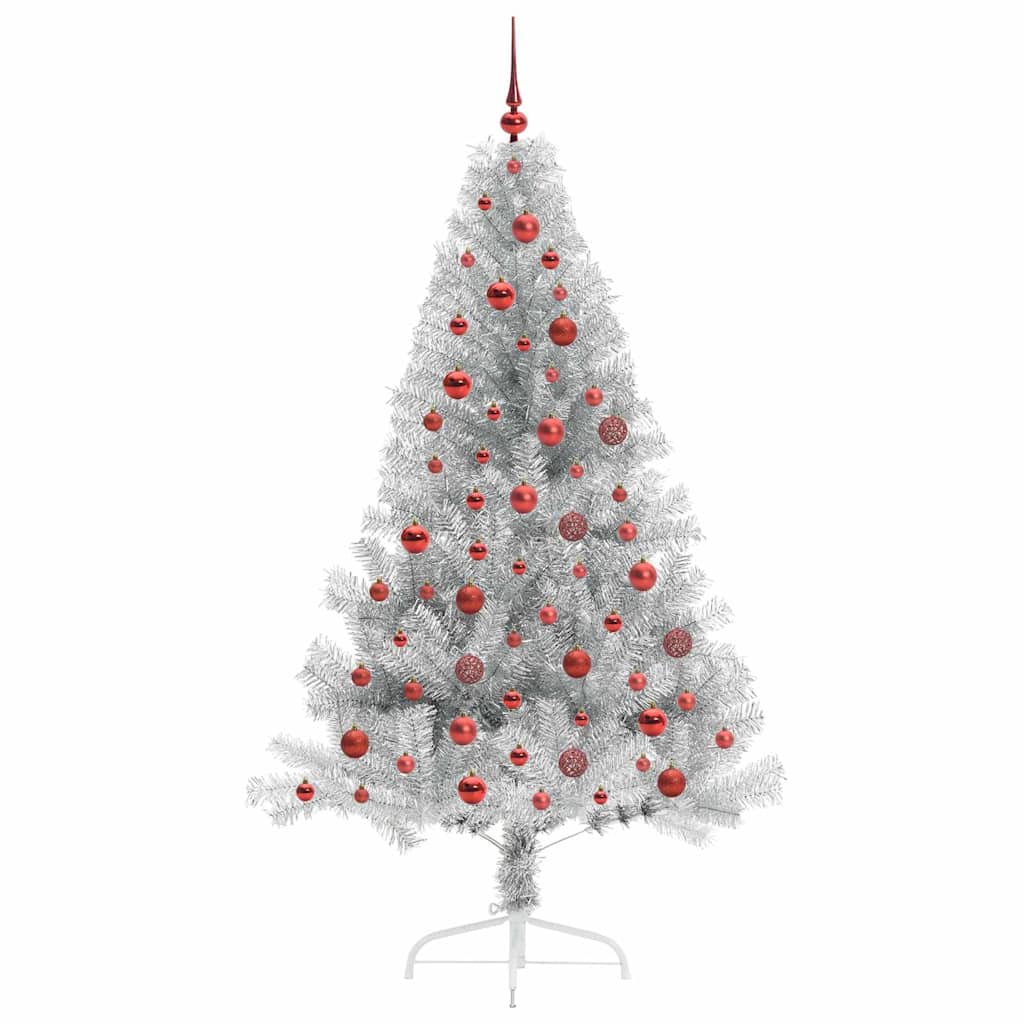 Artificial Pre-lit Christmas Tree Silver 180 cm PET
