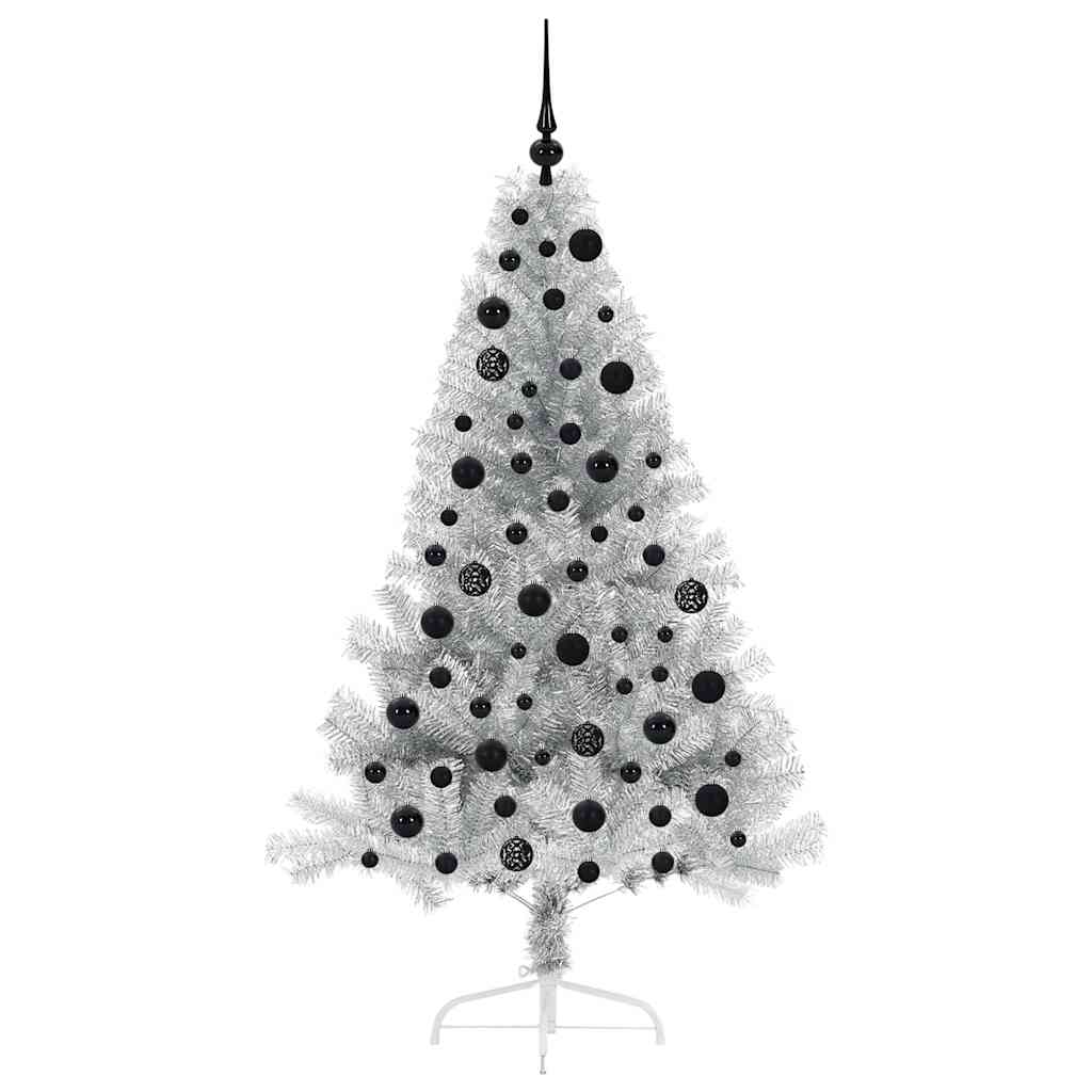 Artificial Pre-lit Christmas Tree Silver 180 cm PET