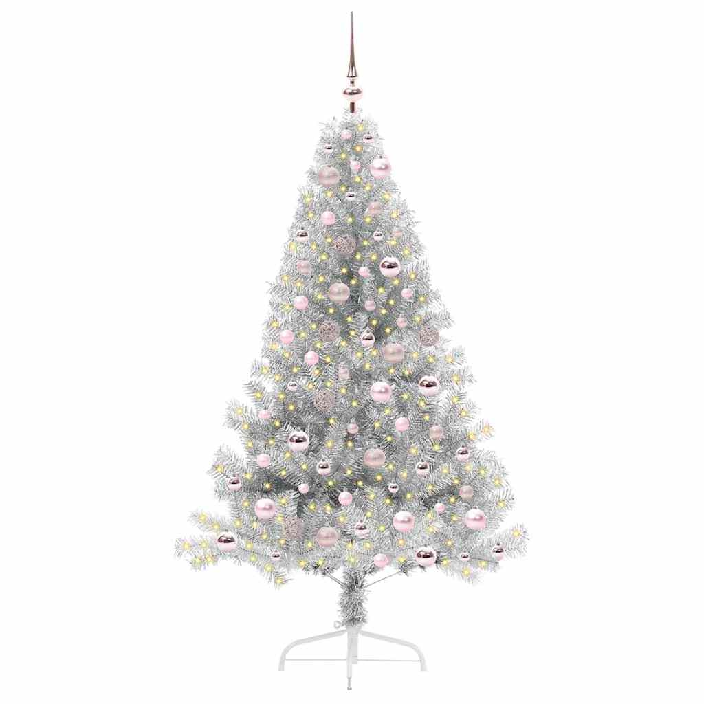 Artificial Pre-lit Christmas Tree Silver 180 cm PET