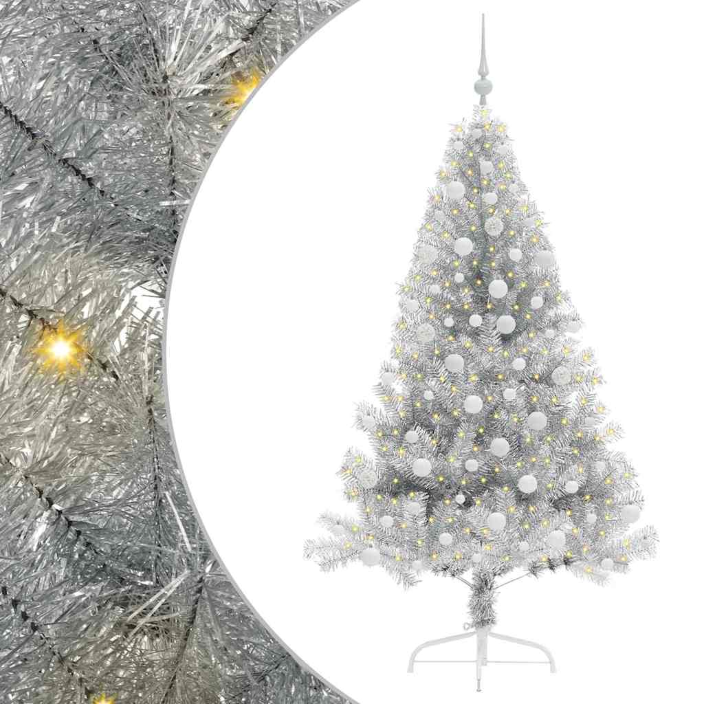 Artificial Pre-lit Christmas Tree Silver 180 cm PET