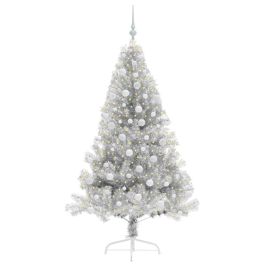 Artificial Pre-lit Christmas Tree Silver 180 cm PET
