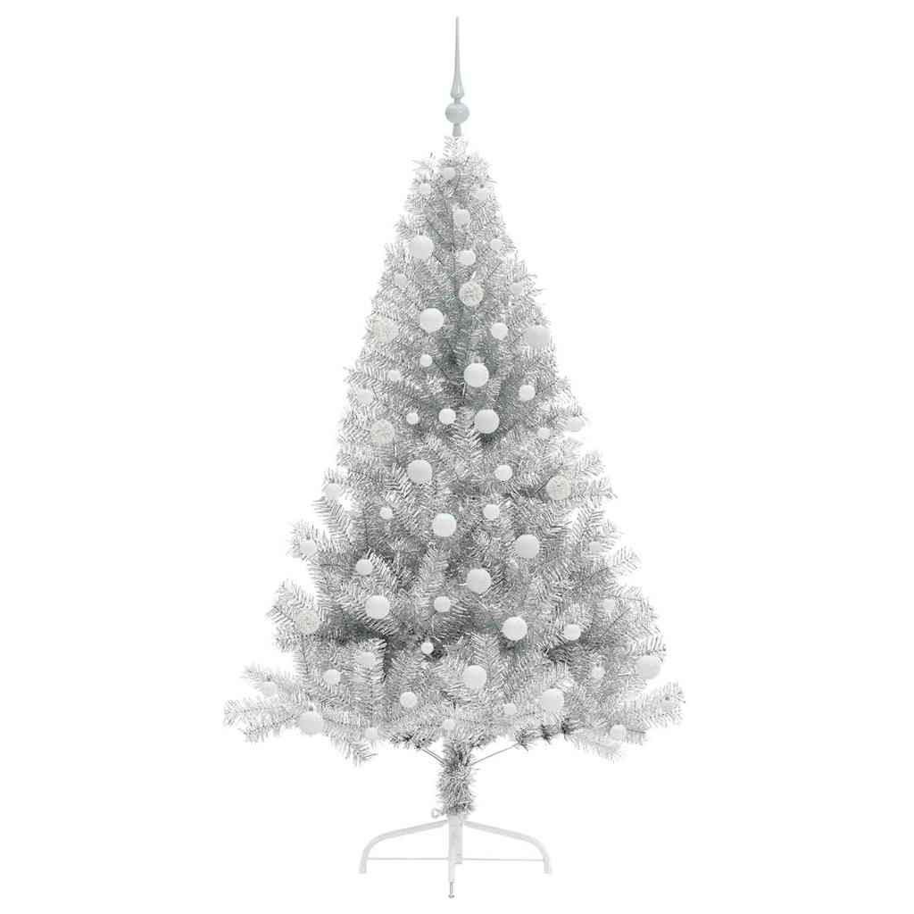 Artificial Pre-lit Christmas Tree Silver 180 cm PET