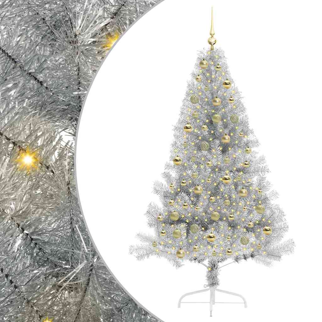 Artificial Pre-lit Christmas Tree Silver 180 cm PET