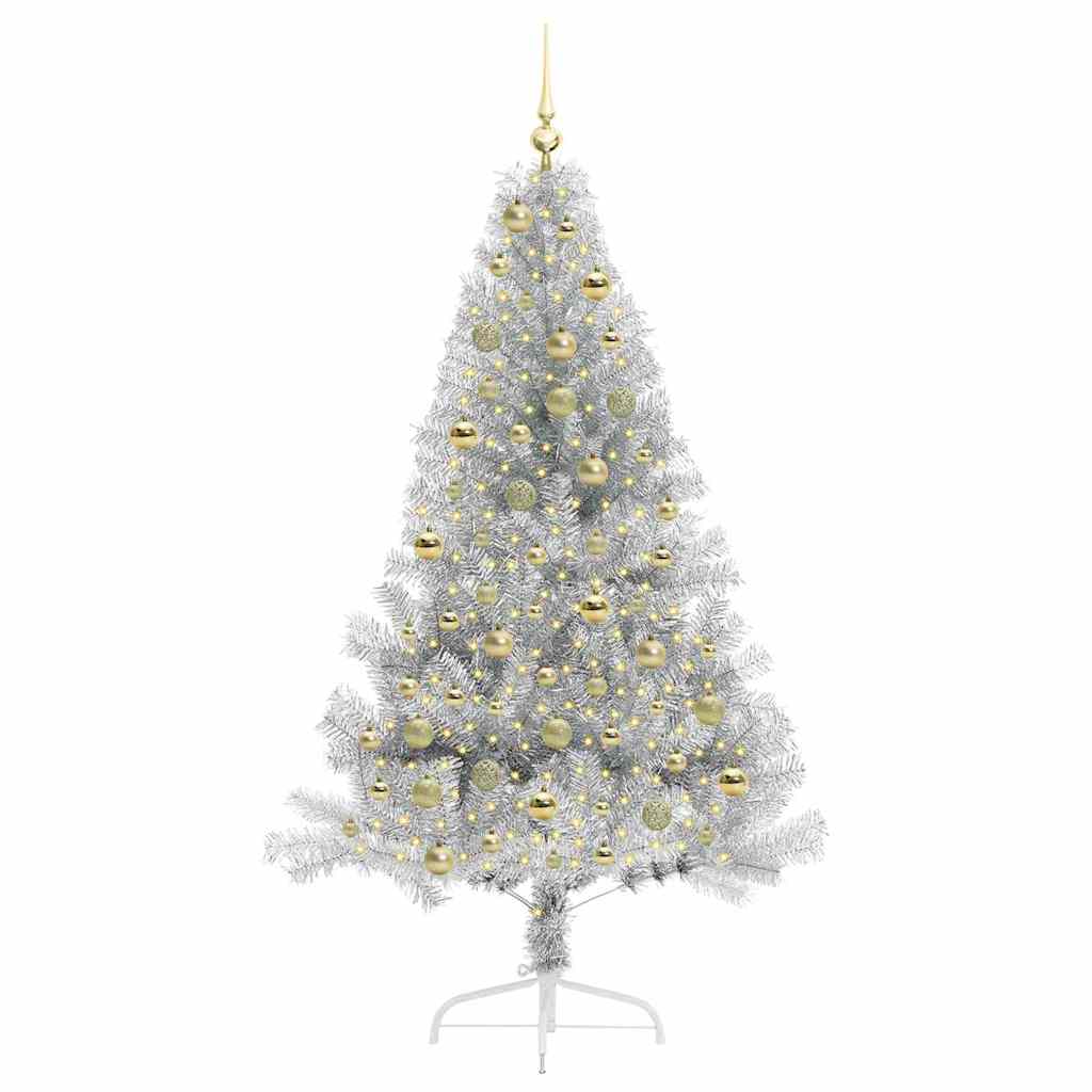 Artificial Pre-lit Christmas Tree Silver 180 cm PET
