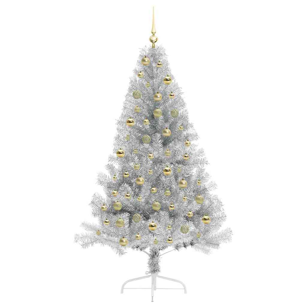 Artificial Pre-lit Christmas Tree Silver 180 cm PET