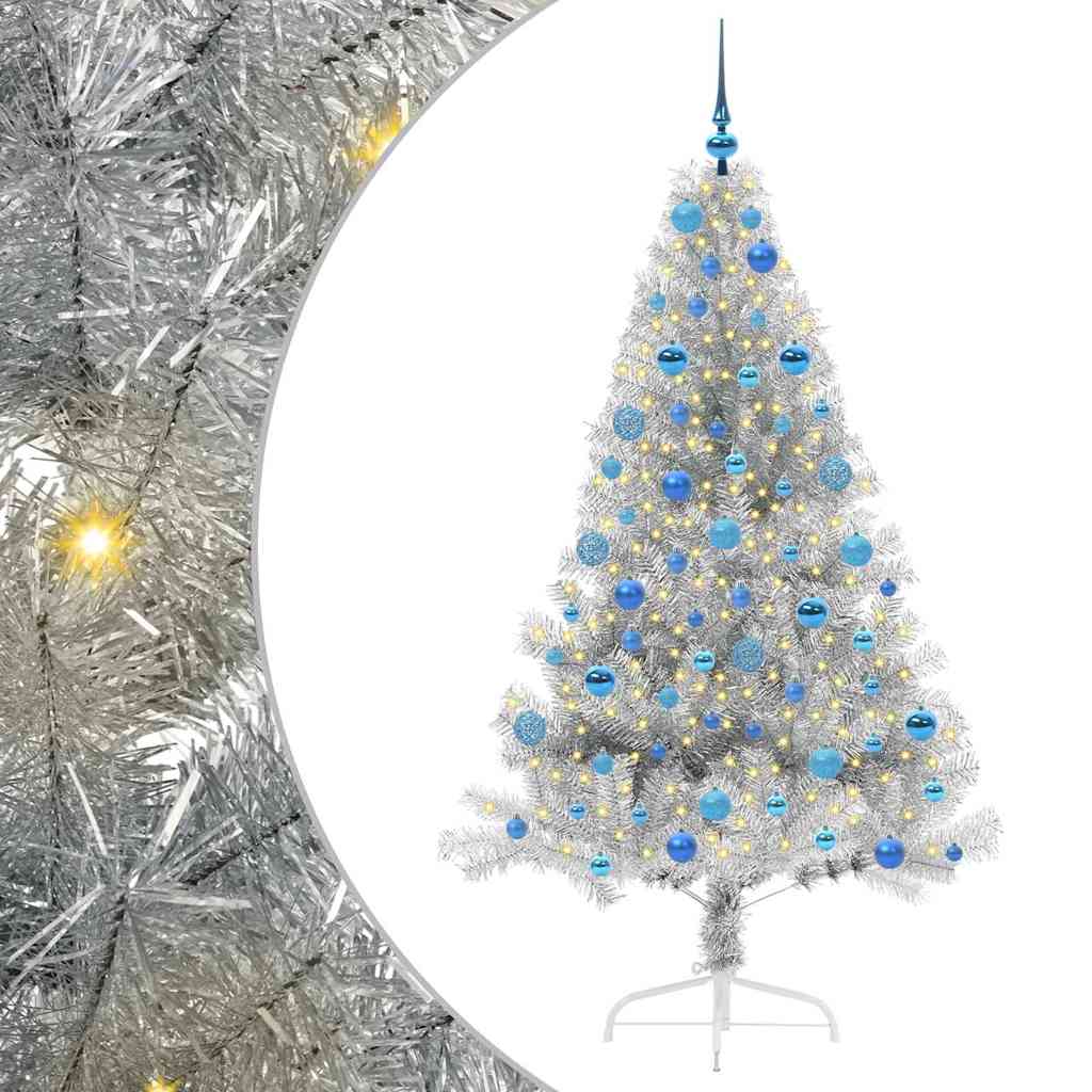 Artificial Pre-lit Christmas Tree Silver 180 cm PET