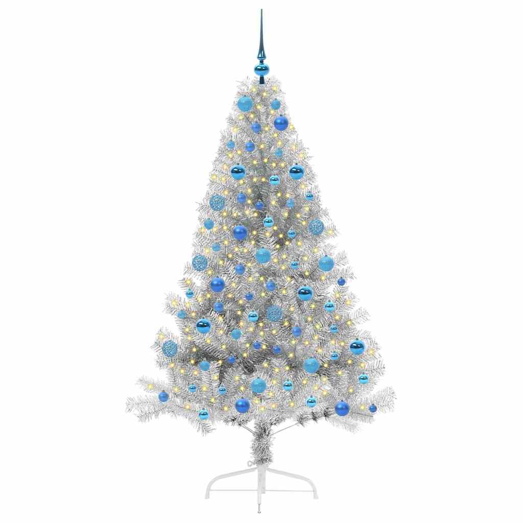 Artificial Pre-lit Christmas Tree Silver 180 cm PET