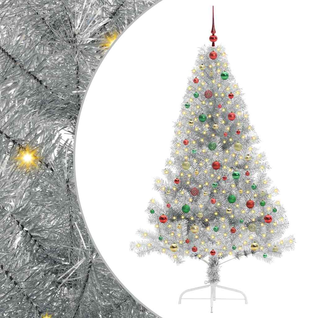 Artificial Pre-lit Christmas Tree Silver 180 cm PET