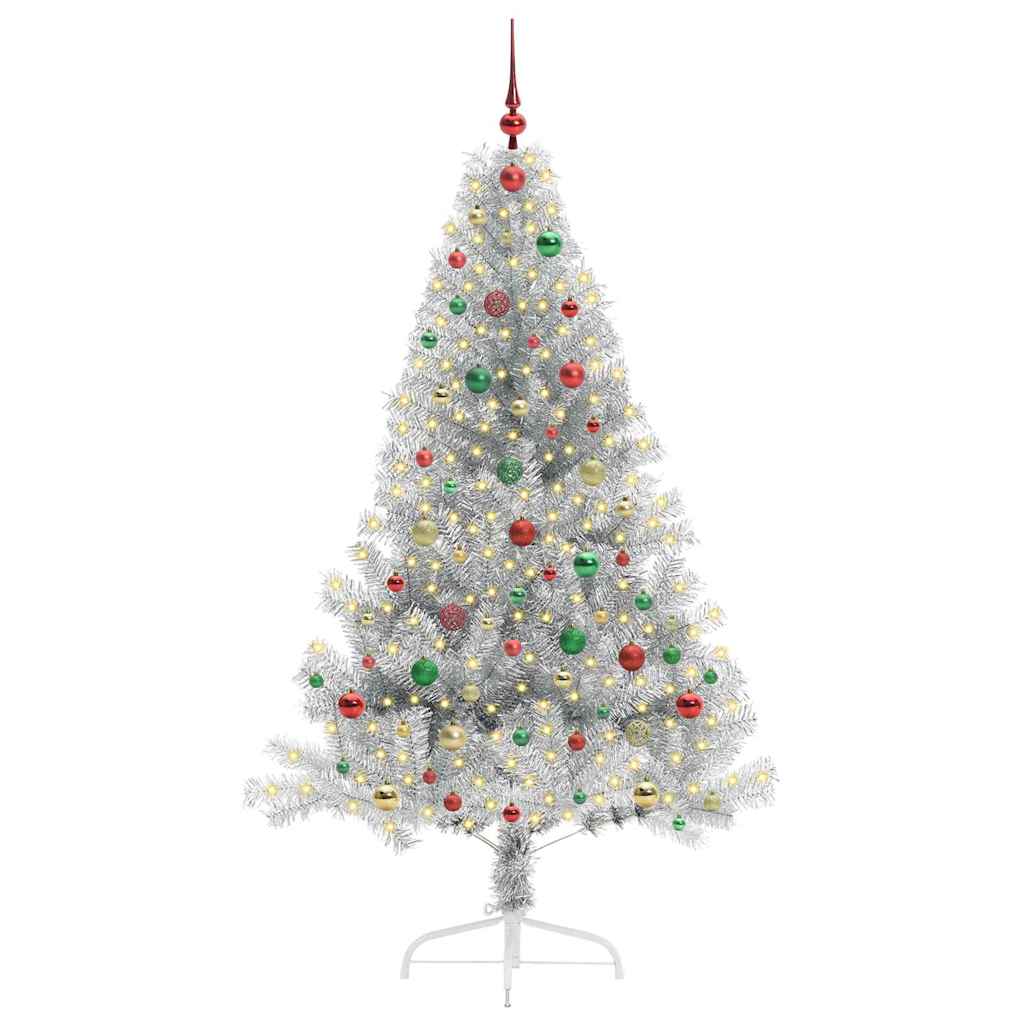 Artificial Pre-lit Christmas Tree Silver 180 cm PET