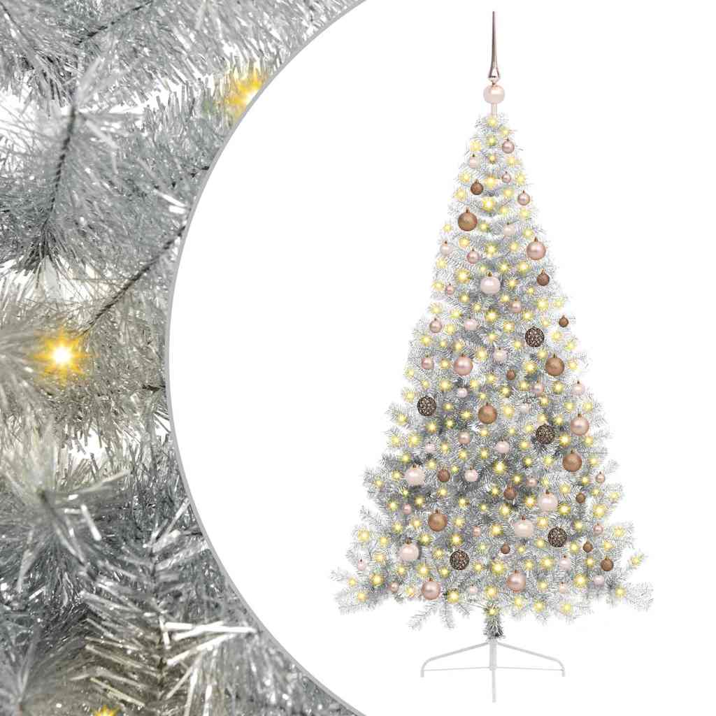 Artificial Pre-lit Christmas Tree Silver 210 cm PET