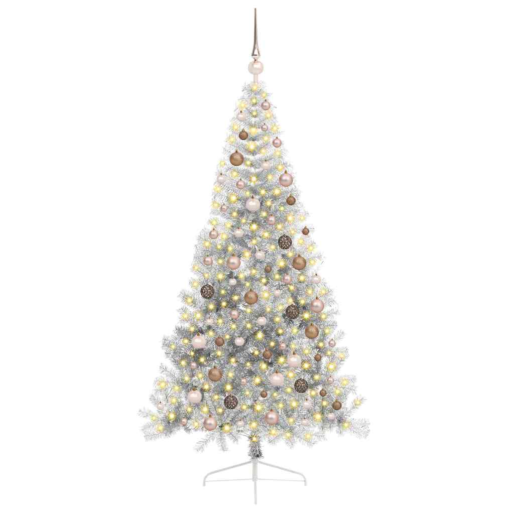 Artificial Pre-lit Christmas Tree Silver 210 cm PET