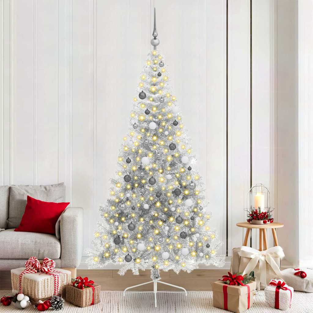 Artificial Pre-lit Christmas Tree Silver 210 cm PET