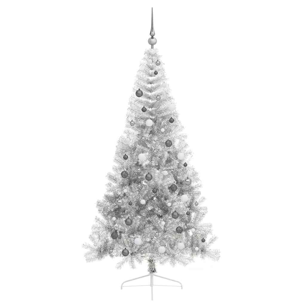 Artificial Pre-lit Christmas Tree Silver 210 cm PET