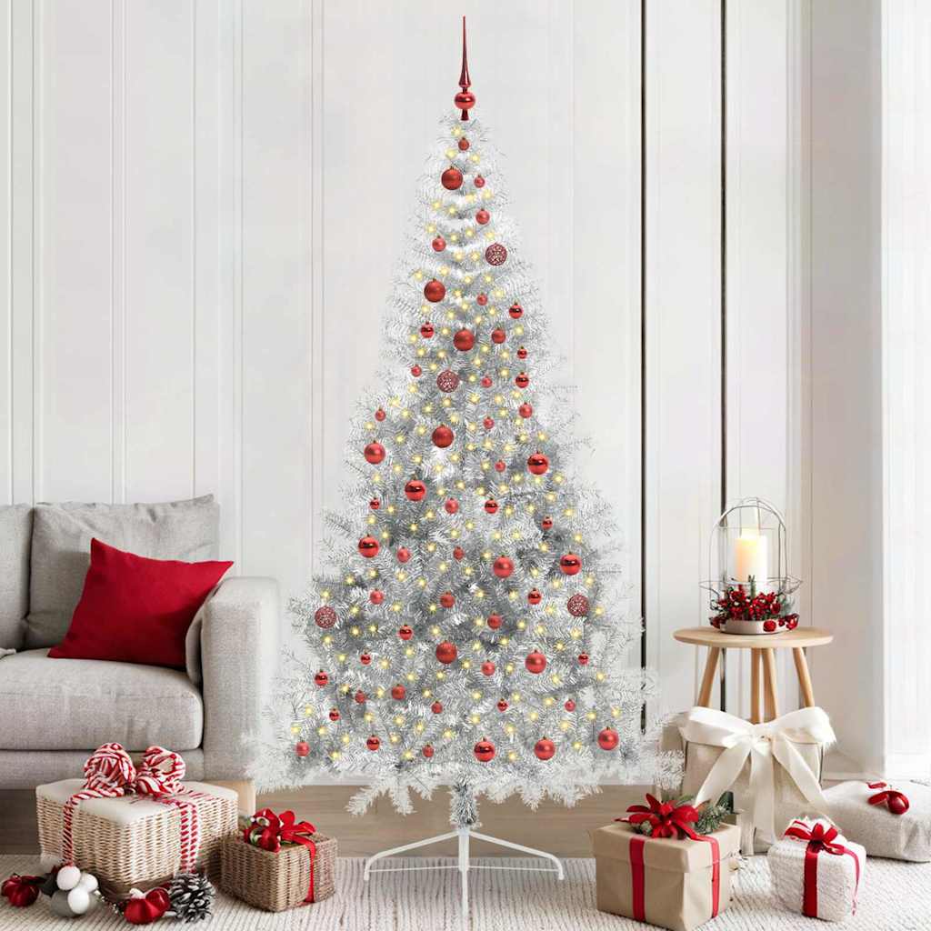 Artificial Pre-lit Christmas Tree Silver 210 cm PET
