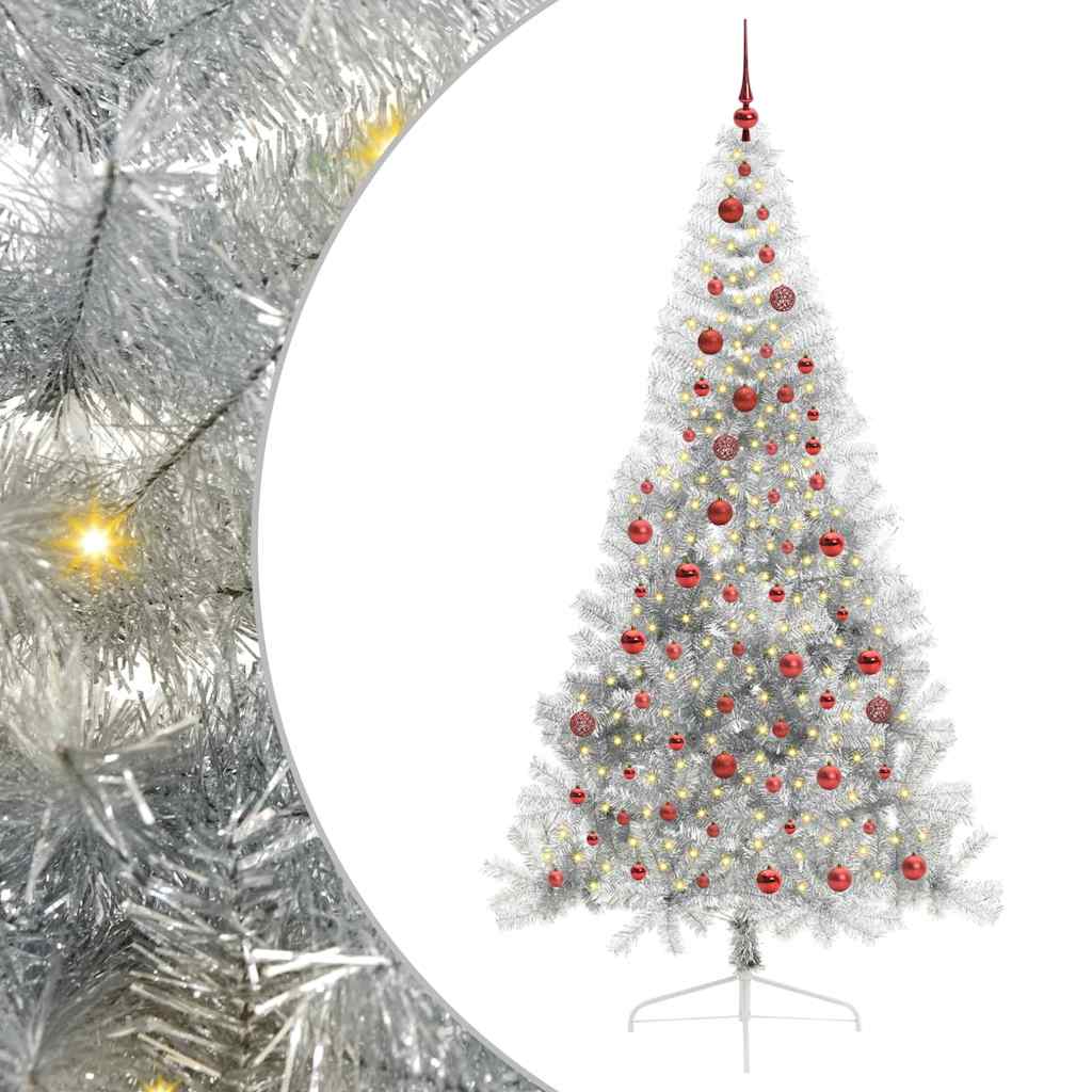 Artificial Pre-lit Christmas Tree Silver 210 cm PET