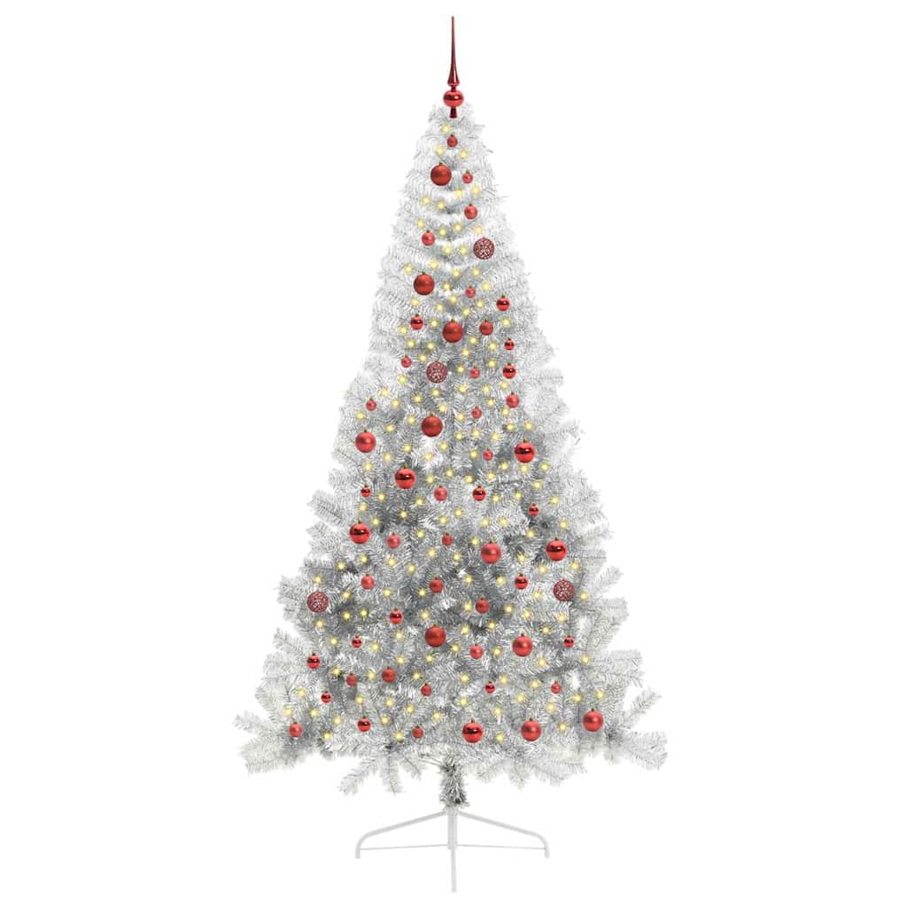 Artificial Pre-lit Christmas Tree Silver 210 cm PET