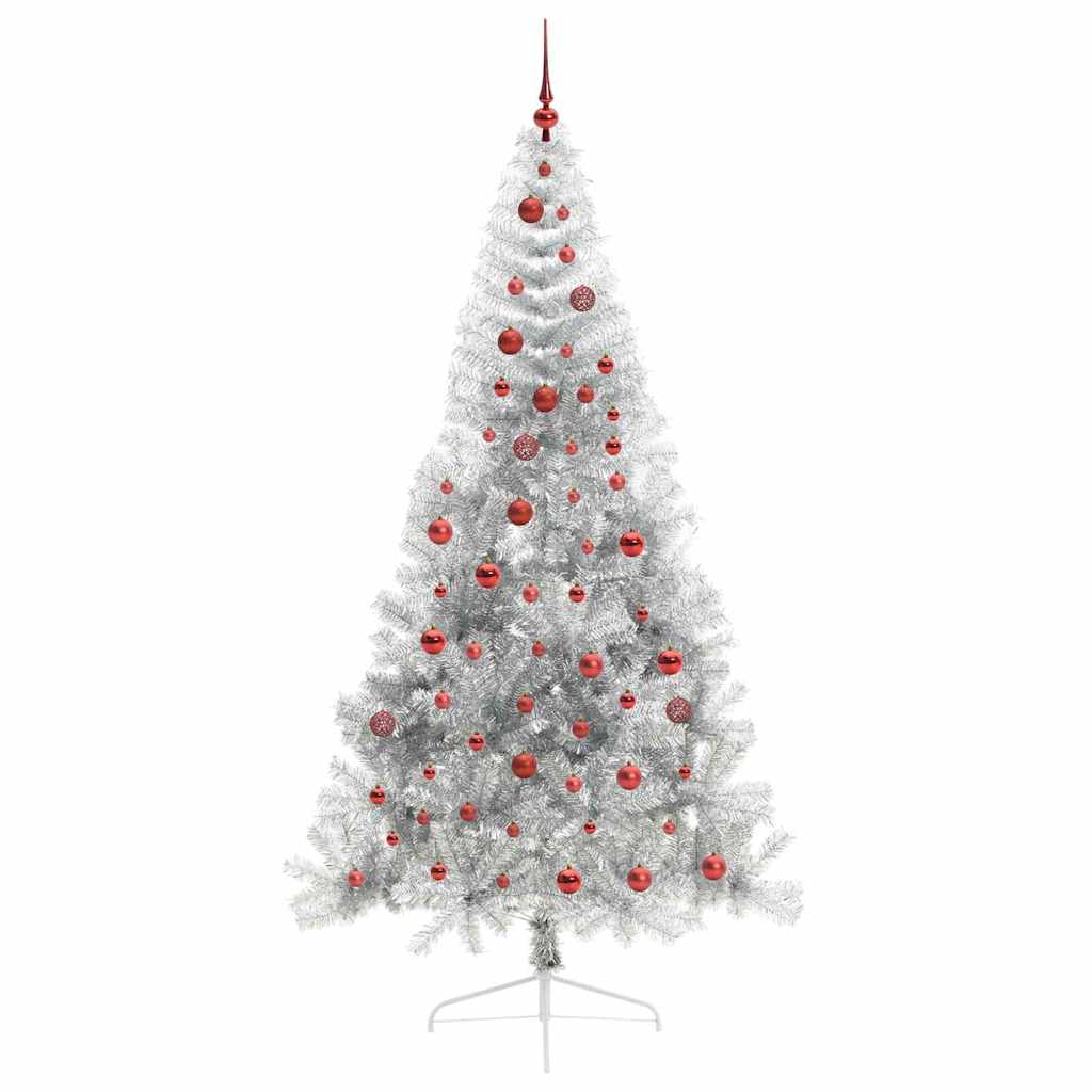 Artificial Pre-lit Christmas Tree Silver 210 cm PET