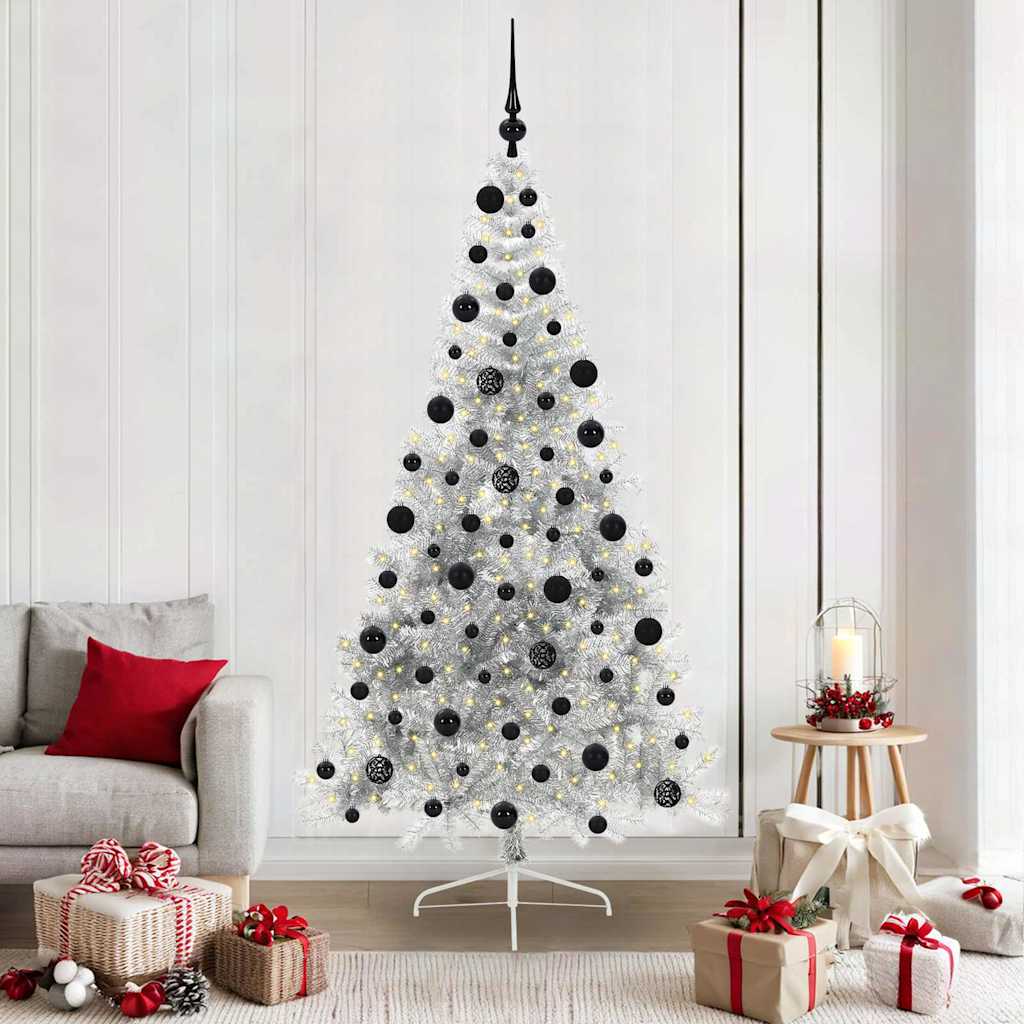 Artificial Pre-lit Christmas Tree Silver 210 cm PET