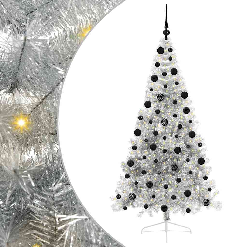 Artificial Pre-lit Christmas Tree Silver 210 cm PET