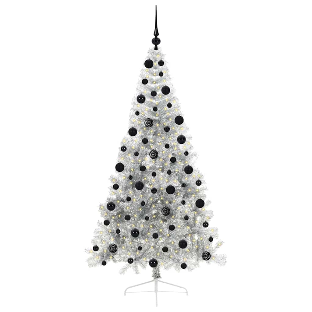 Artificial Pre-lit Christmas Tree Silver 210 cm PET