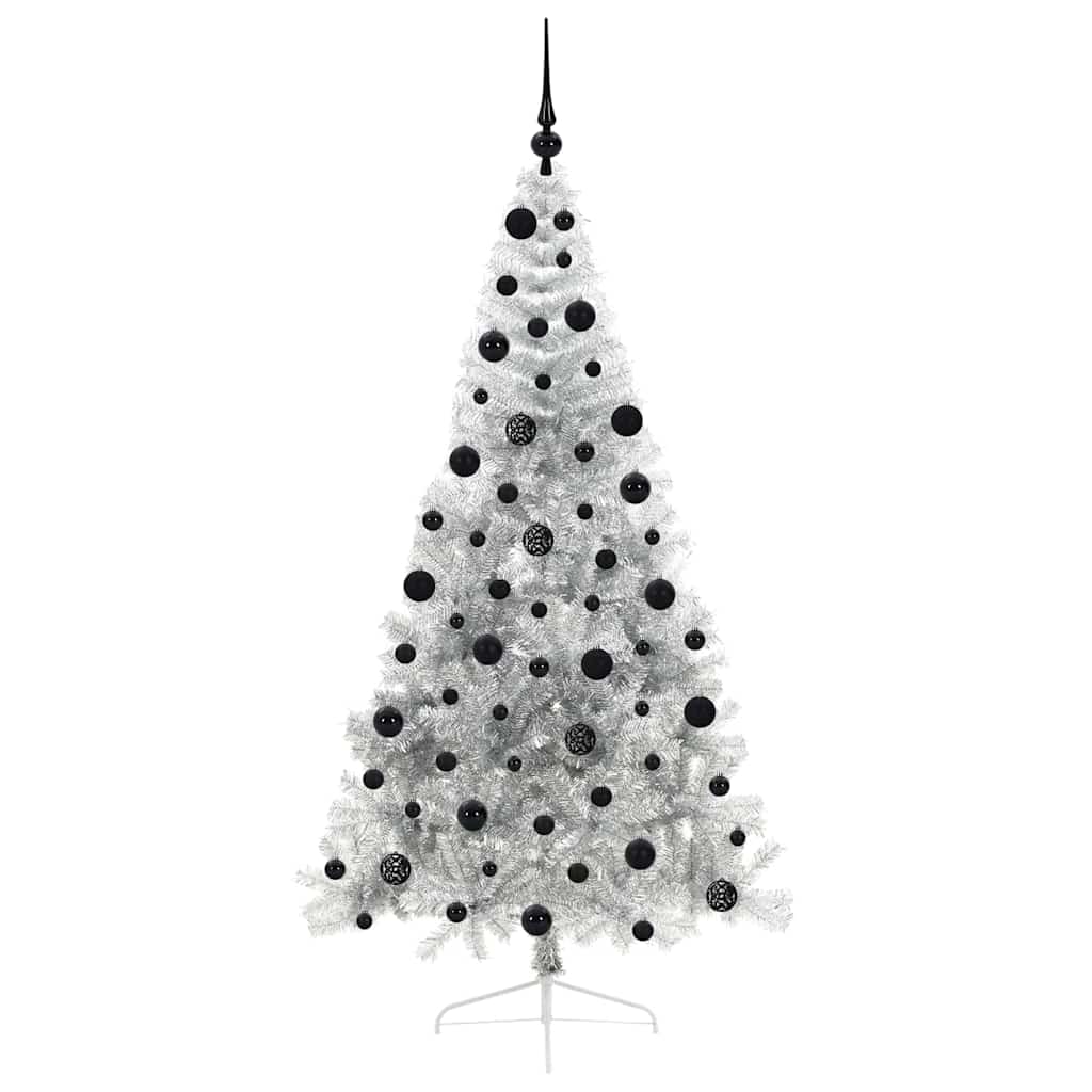 Artificial Pre-lit Christmas Tree Silver 210 cm PET