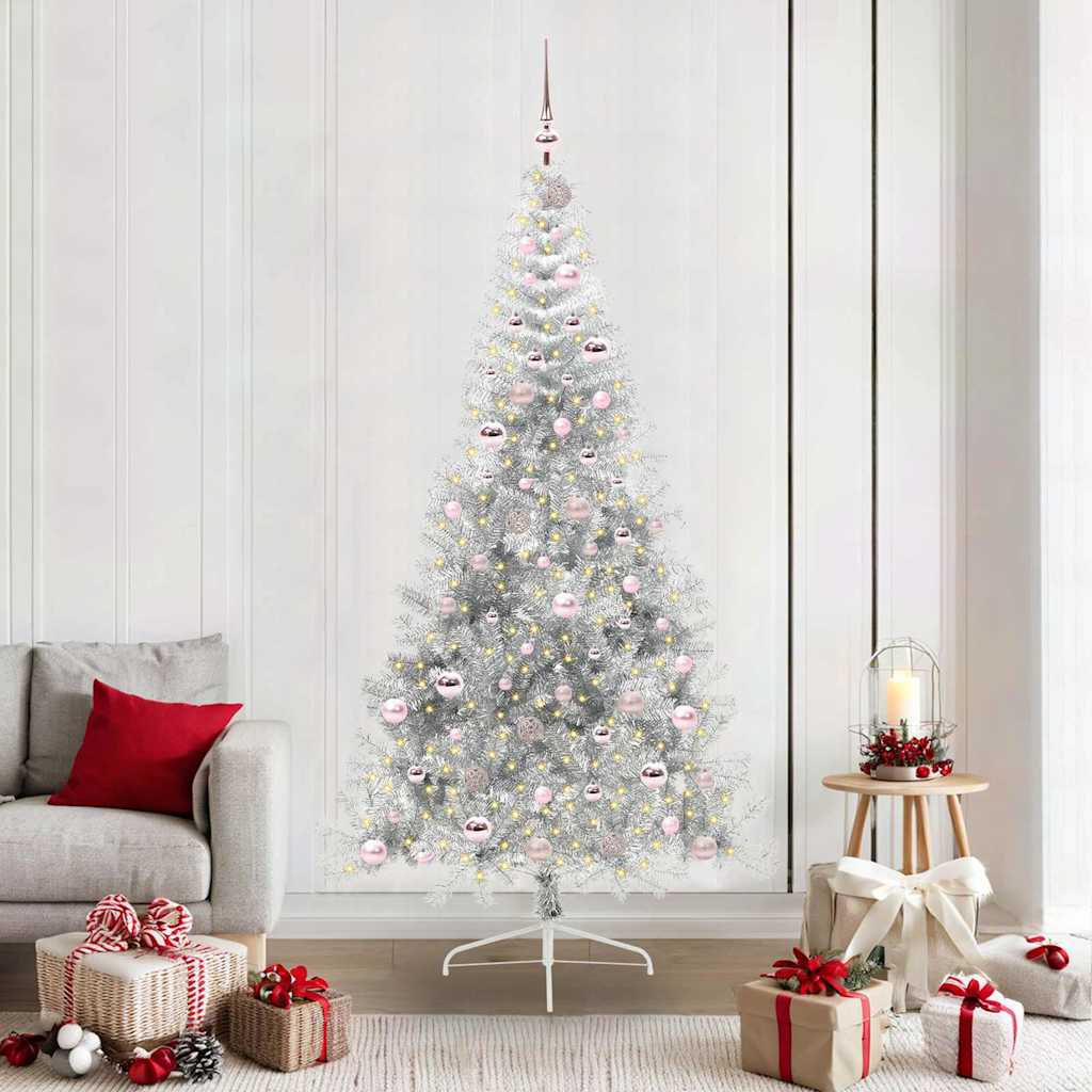 Artificial Pre-lit Christmas Tree Silver 210 cm PET