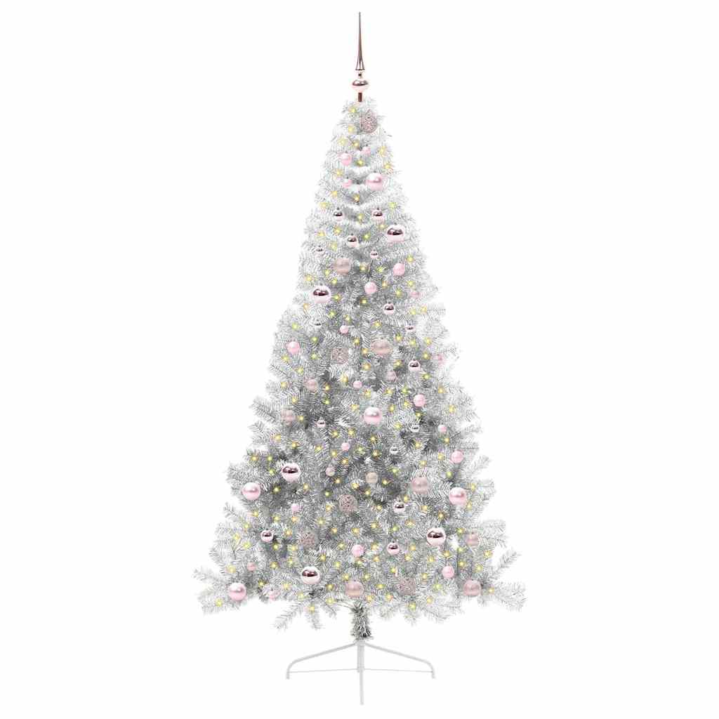 Artificial Pre-lit Christmas Tree Silver 210 cm PET
