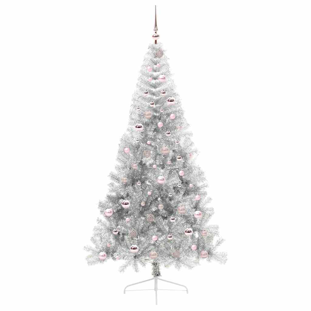 Artificial Pre-lit Christmas Tree Silver 210 cm PET