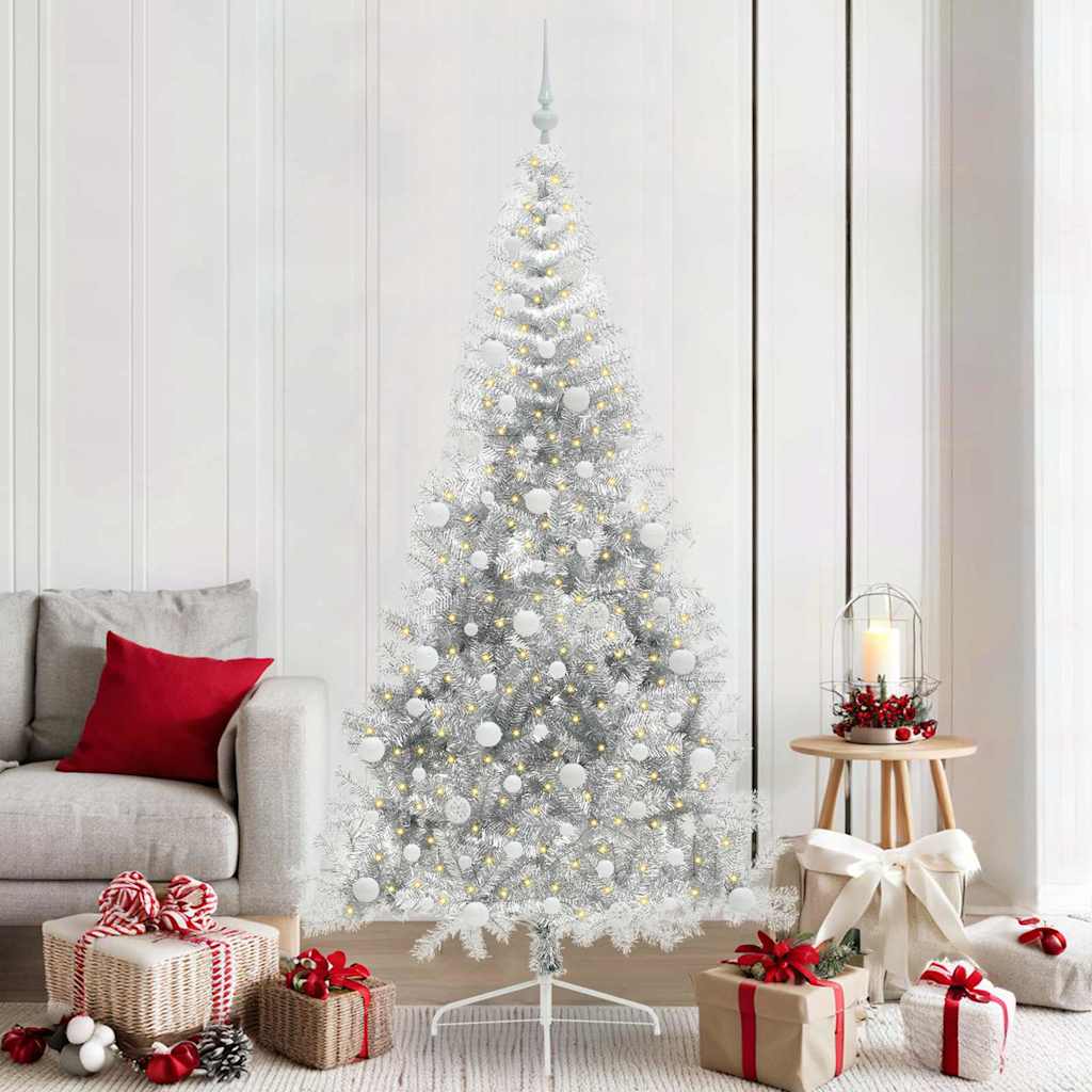 Artificial Pre-lit Christmas Tree Silver 210 cm PET