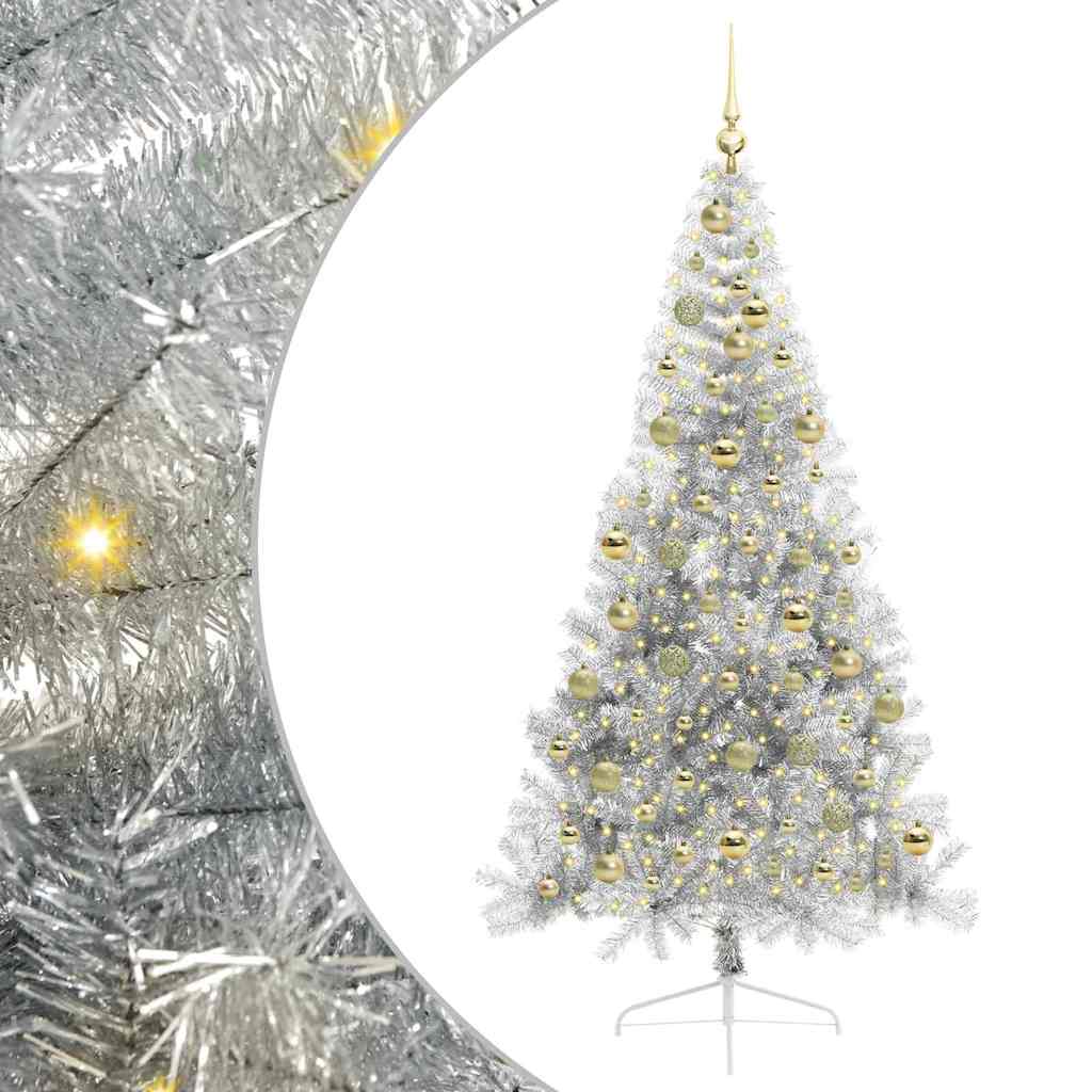 Artificial Pre-lit Christmas Tree Silver 210 cm PET