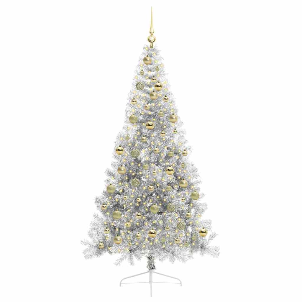 Artificial Pre-lit Christmas Tree Silver 210 cm PET