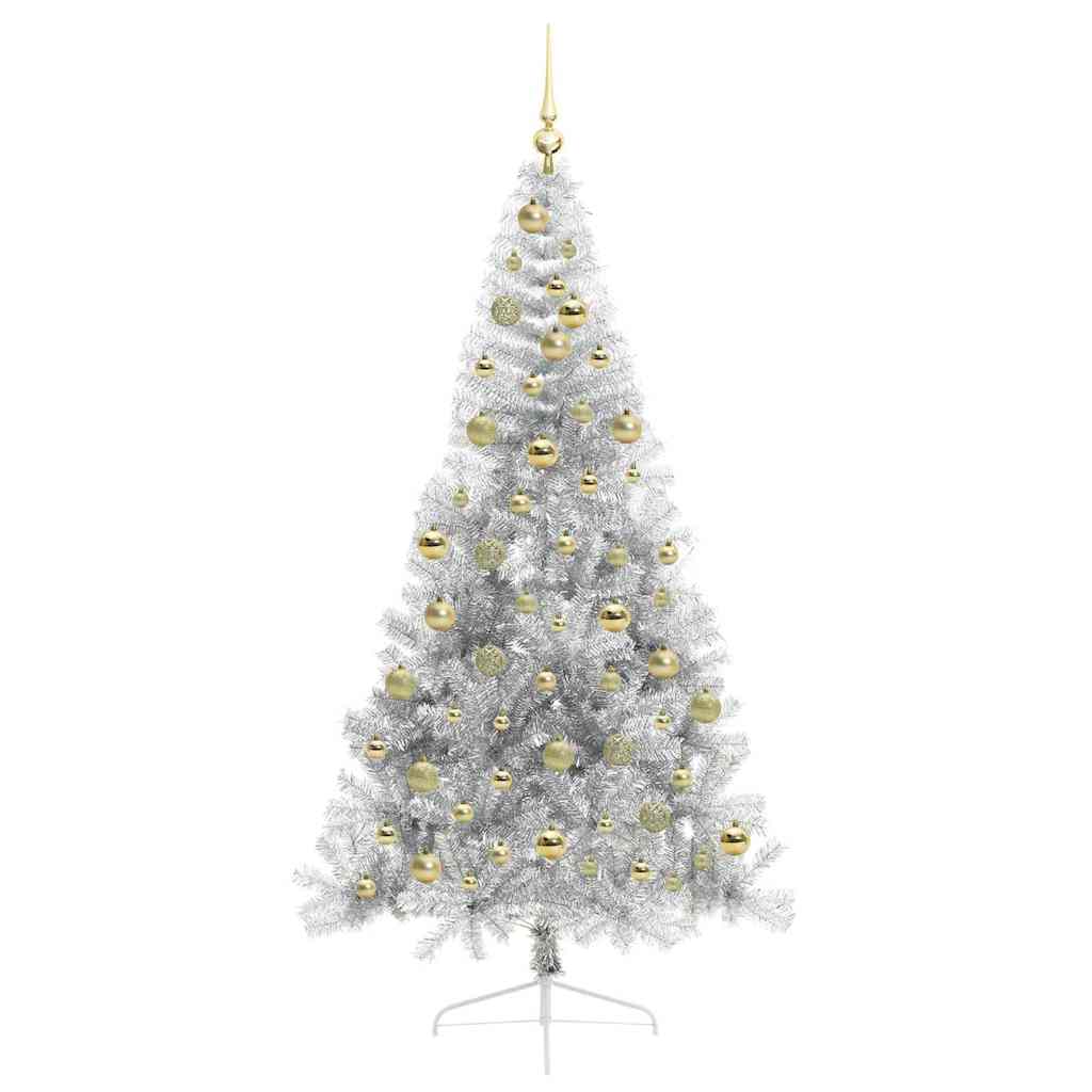 Artificial Pre-lit Christmas Tree Silver 210 cm PET