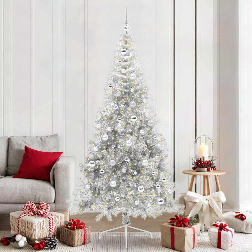 Artificial Pre-lit Christmas Tree Silver 210 cm PET