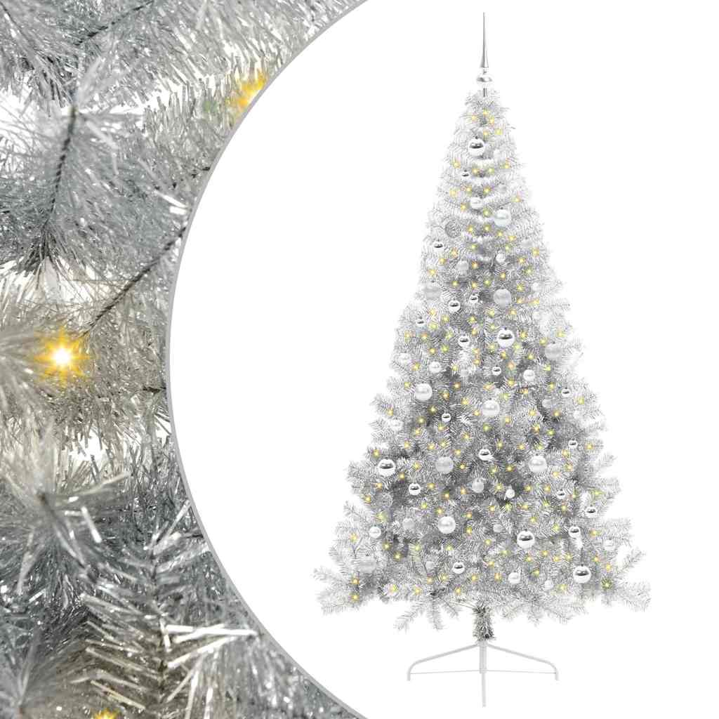 Artificial Pre-lit Christmas Tree Silver 210 cm PET