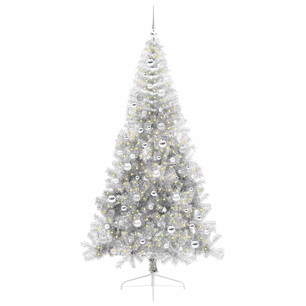Artificial Pre-lit Christmas Tree Silver 210 cm PET