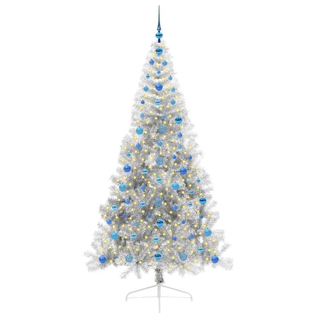 Artificial Pre-lit Christmas Tree Silver 210 cm PET