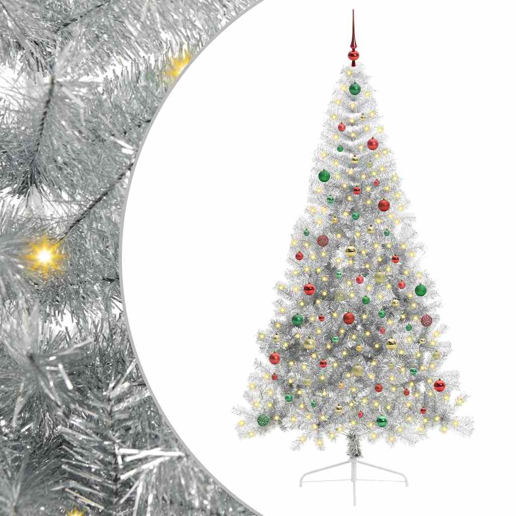 Artificial Pre-lit Christmas Tree Silver 210 cm PET