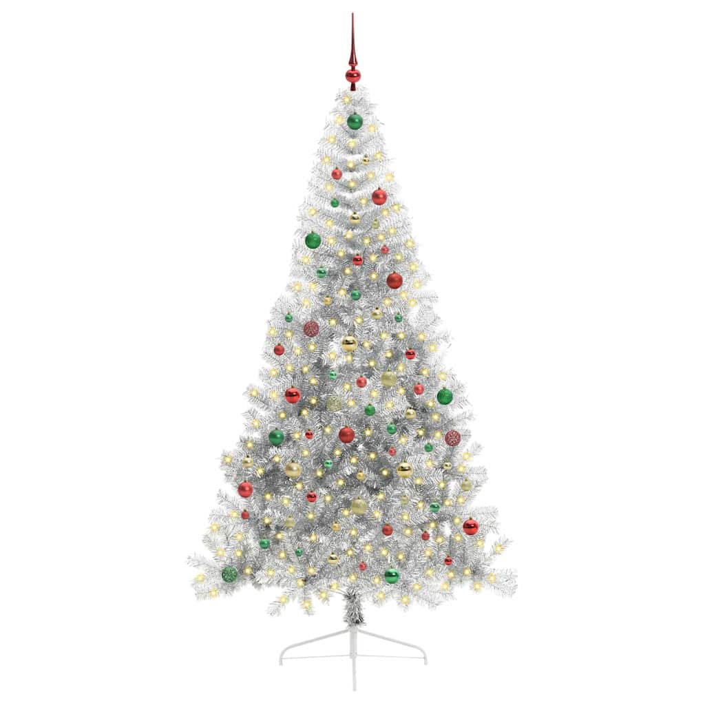 Artificial Pre-lit Christmas Tree Silver 210 cm PET