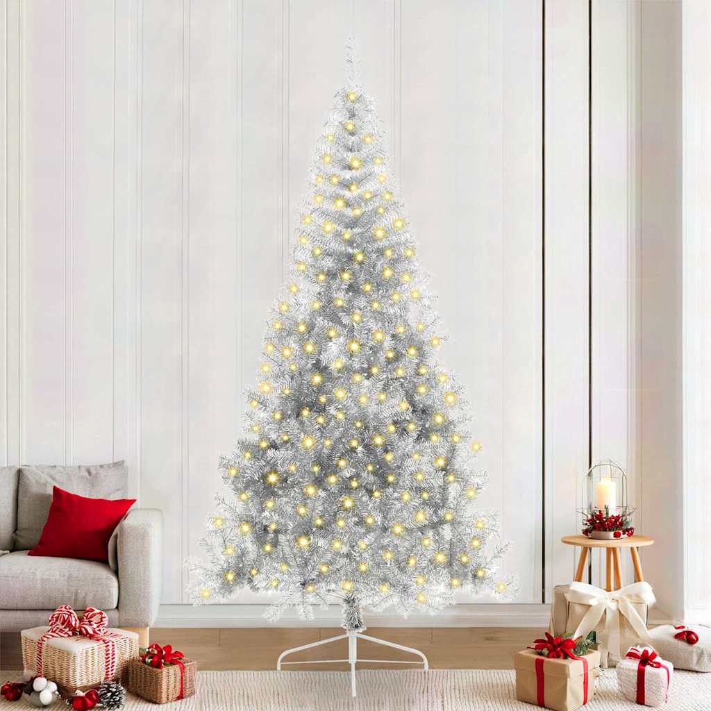 Artificial Pre-lit Christmas Tree Silver 240 cm PET