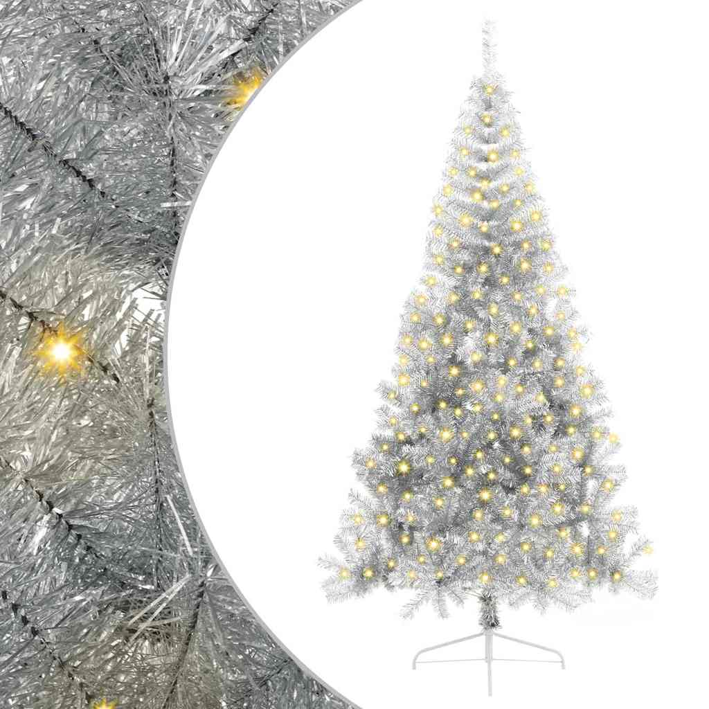 Artificial Pre-lit Christmas Tree Silver 240 cm PET