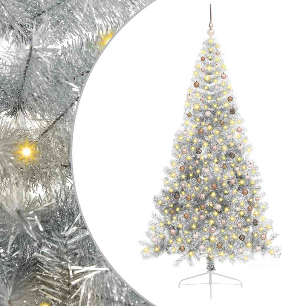 Artificial Pre-lit Christmas Tree Silver 240 cm PET