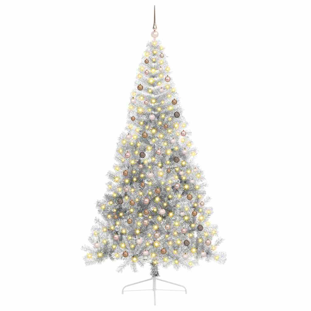 Artificial Pre-lit Christmas Tree Silver 240 cm PET