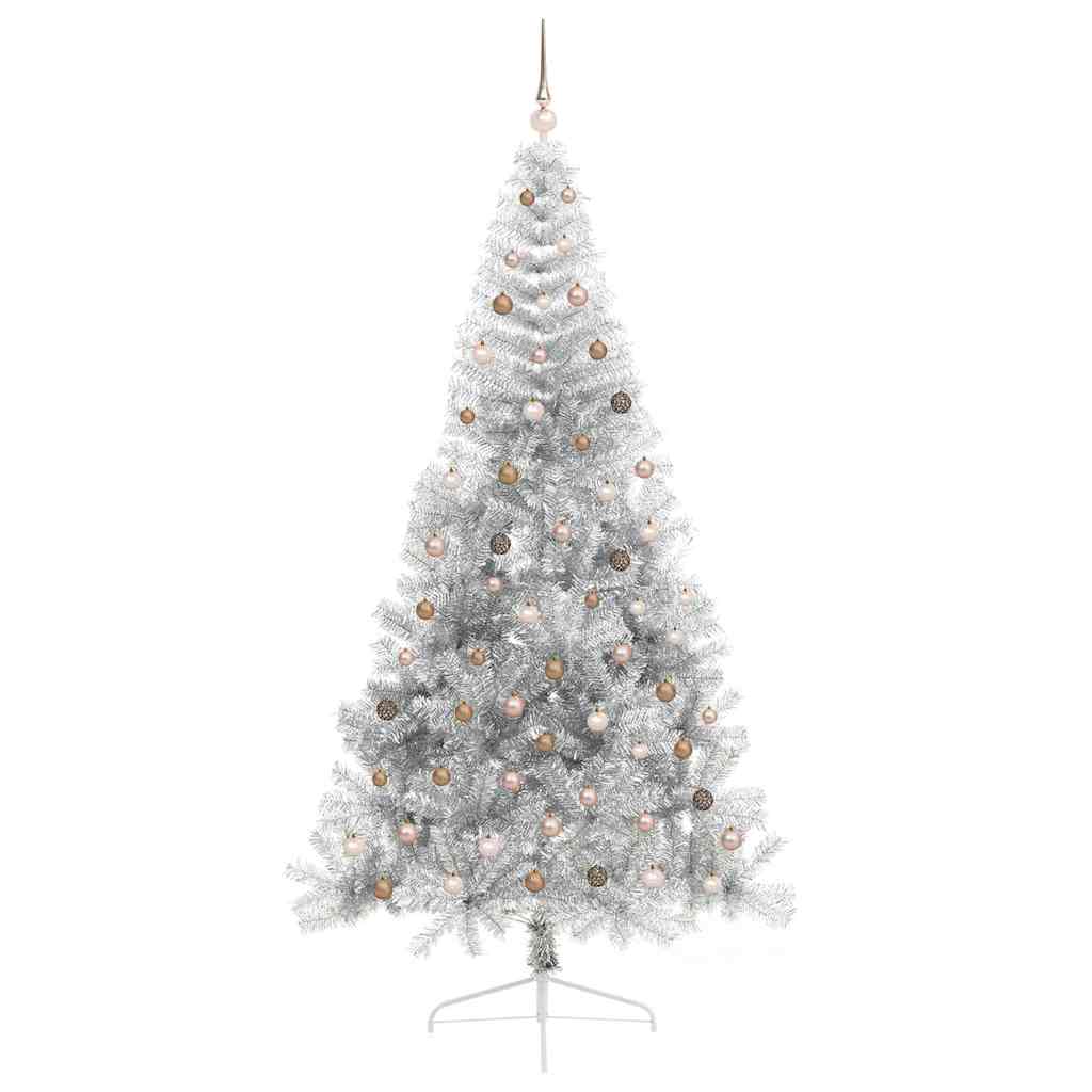 Artificial Pre-lit Christmas Tree Silver 240 cm PET